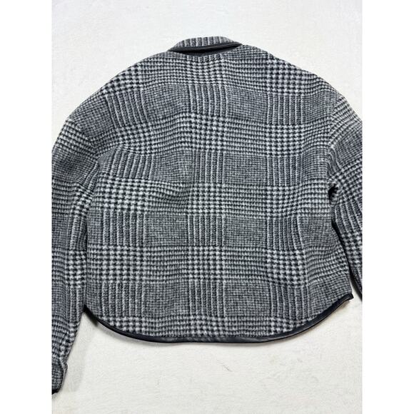 Anine Bing Camden Jacket Black and Grey Check Sz Sm Boss Faux Leather Trim NWT - Picture 13 of 15